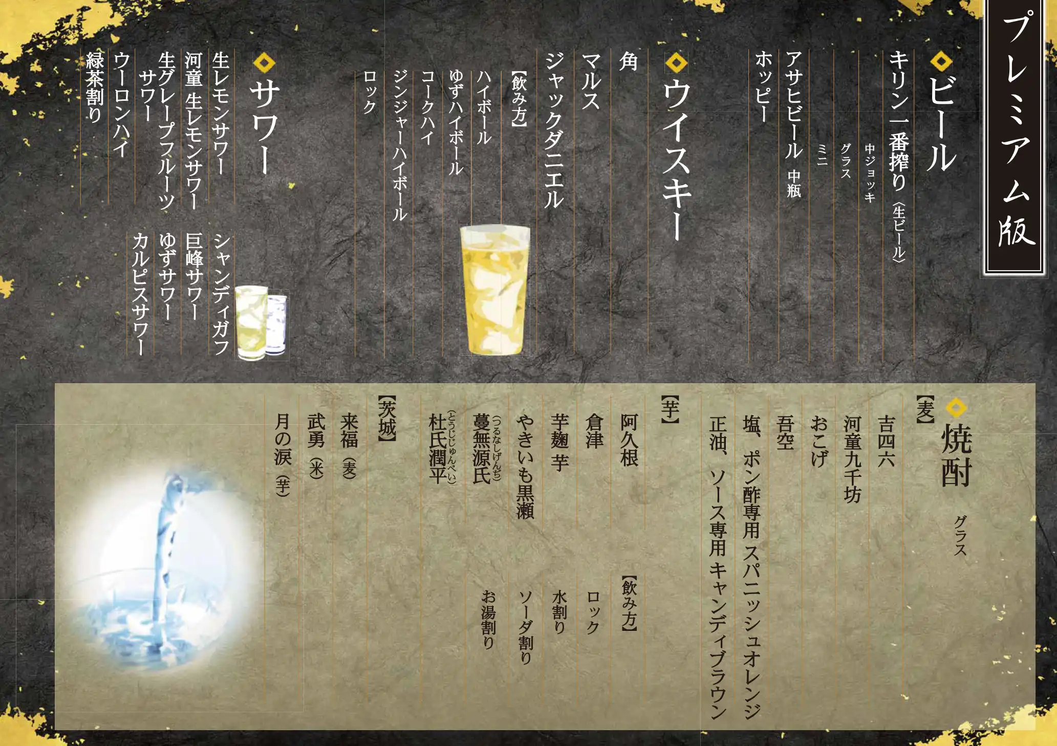 メニュー　180分プレミアム飲み放題コース